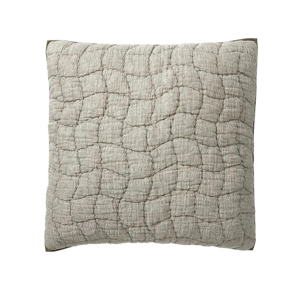 Pottery Barn Cloud Quilted Euro Sham Loden‎ Green Flax Cotton Linen 26x26 NEW
